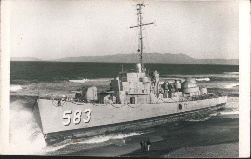 USS Gilmer (DD-583) Beached on Shore Ships