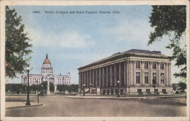 Public Library and State Capitol, Denver, Colo. Colorado