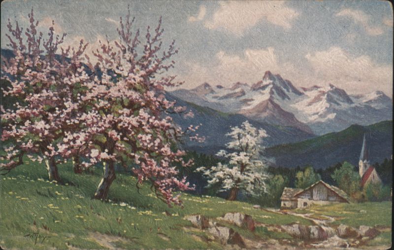 Mountain Landscape with Blooming Trees, W. Hoy
