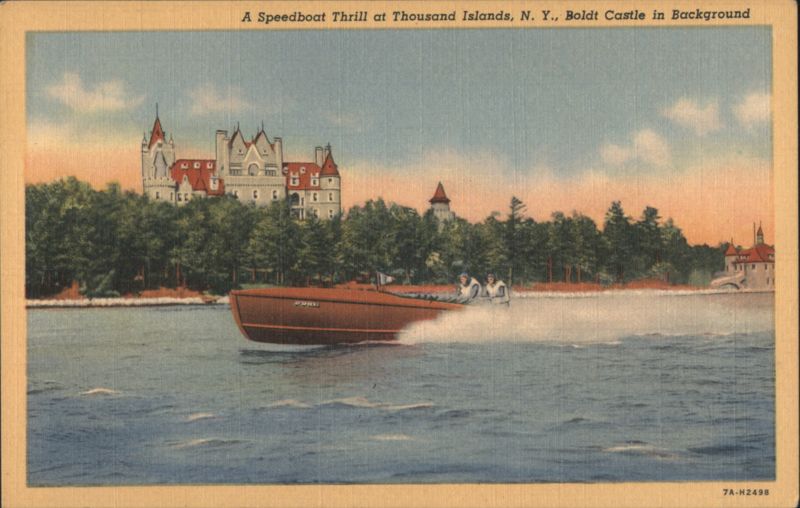 Speedboat thrill at Thousand Islands, Boldt Castle Alexandria Bay New York