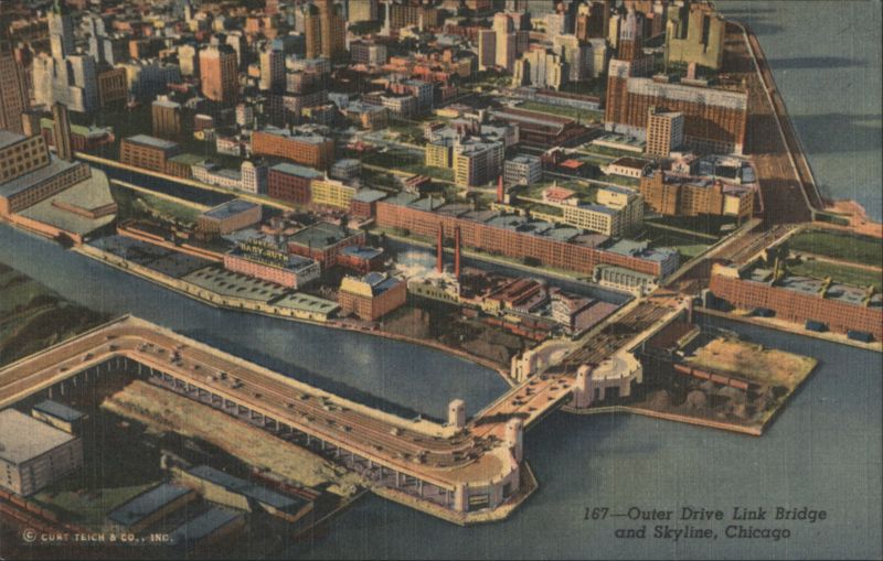 Outer Drive Link Bridge and Skyline, Chicago Illinois