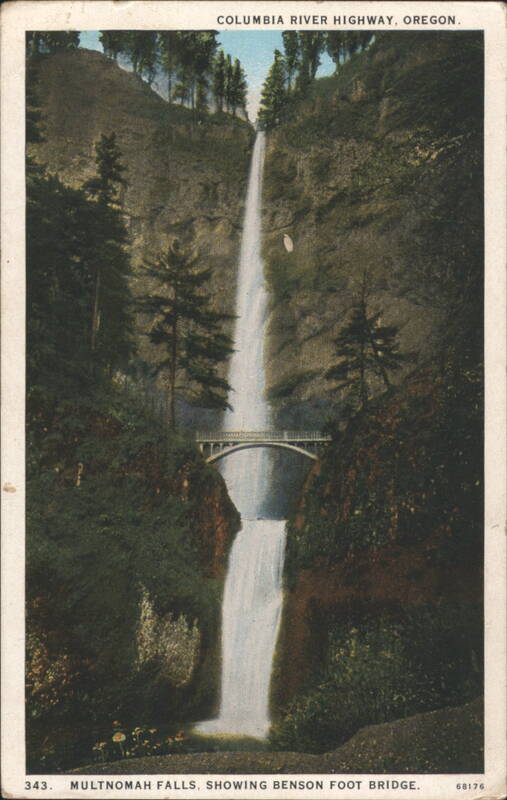 Multnomah Falls, Benson Foot Bridge, Columbia River Highway Oregon