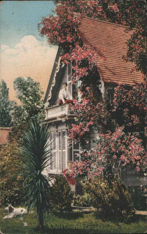 A Rose Covered Cottage with People CA California