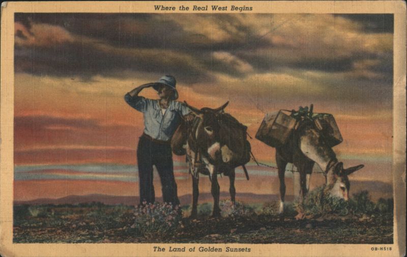 Man with Burros at Sunset, Where the Real West Begins