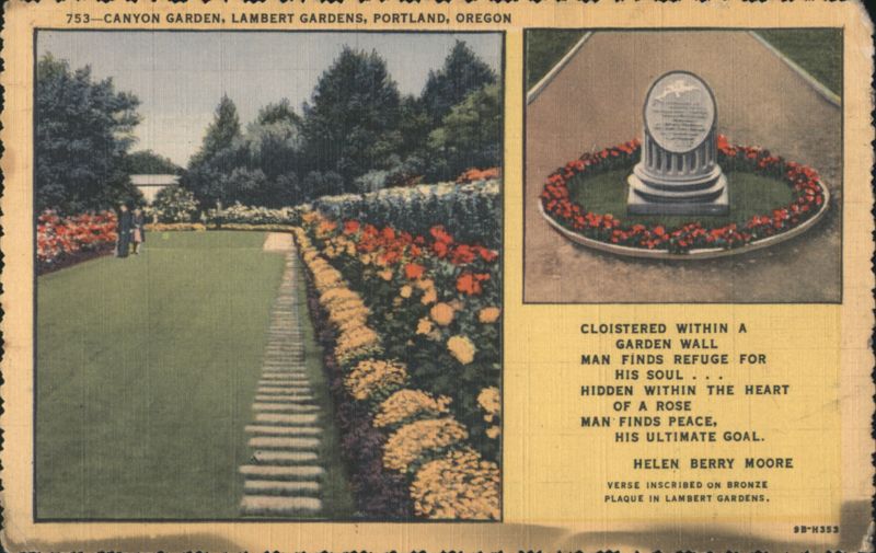 Canyon Garden, Lambert Gardens, Plaque with Verse Portland Oregon
