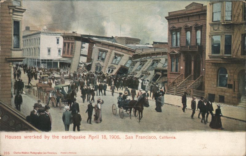 San Francisco Earthquake 1906 - Wrecked Houses California