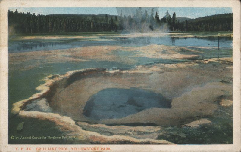 Brilliant Pool, Yellowstone Park, Blue Hot Spring Asahel Curtis