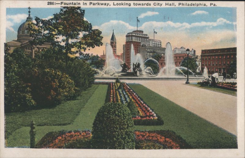 Fountain In Parkway, Looking towards City Hall Philadelphia Pennsylvania