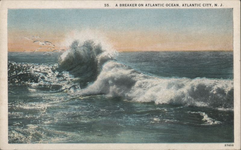 A Breaker on Atlantic Ocean, Atlantic City, N. J. New Jersey