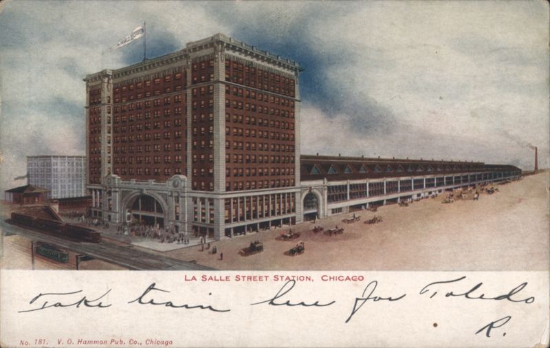 La Salle Street Station, Chicago with Trains Illinois