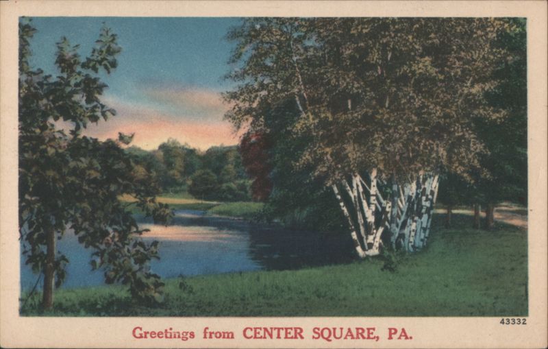 Center Square, PA. Lake and Birch Trees Landscape Pennsylvania