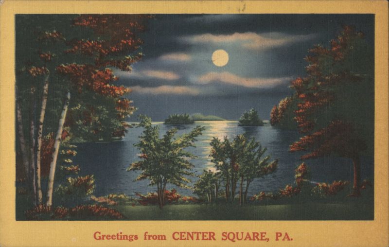 Moonlit Lake with Islands and Trees, Center Square, PA Pennsylvania
