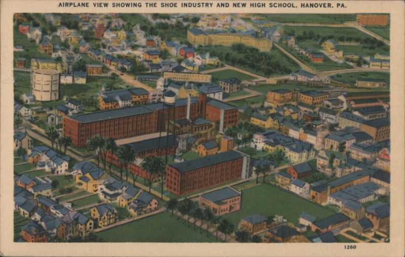 Airplane View Shoe Industry & New High School, Hanover, PA Pennsylvania