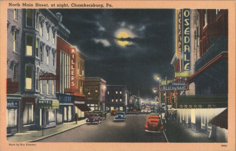 North Main Street at Night, Chambersburg, PA Pennsylvania