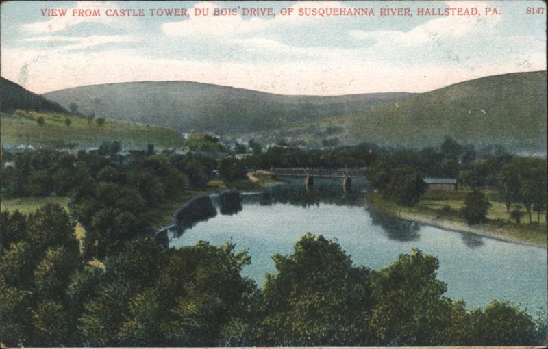 View from Castle Tower, Susquehanna River, Du Bois Drive Hallstead Pennsylvania