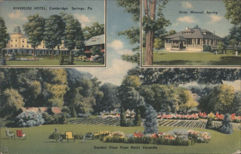 Riverside Hotel, Gray Mineral Spring, Garden View Cambridge Springs Pennsylvania