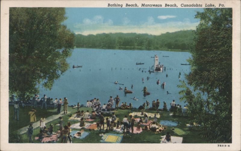 Bathing Beach, Marcresan Beach, Canadohta Lake, PA Pennsylvania