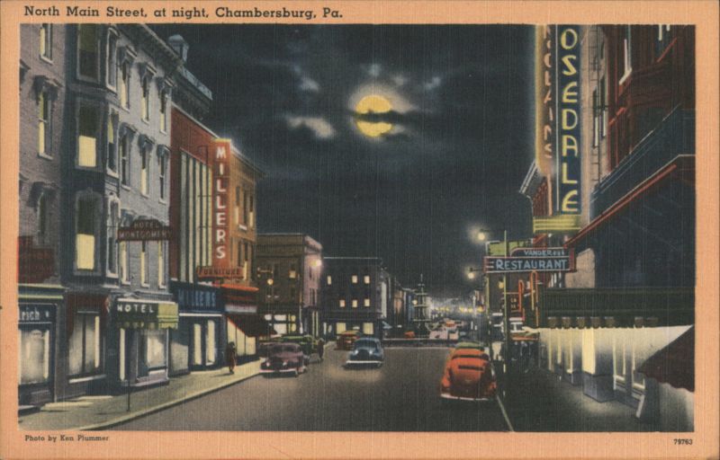 North Main Street at Night, Chambersburg, PA Pennsylvania