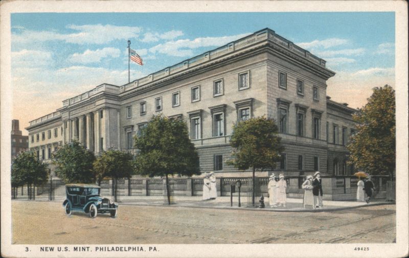 New U.S. Mint, Philadelphia, PA with Vintage Car Pennsylvania