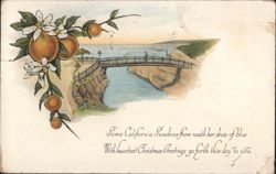 California Sunshine Bridge, Christmas Greetings, Citrus Postcard