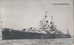 U.S.S. Springfield CL-66 Cruiser Ship Postcard