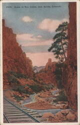 Box Canon near Salida, CO - Railroad Tracks & River Postcard