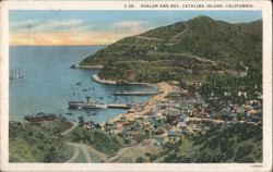 Avalon and Bay, Catalina Island Postcard
