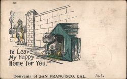 I'd Leave My Happy Home for You Dog & Man Cartoon Postcard