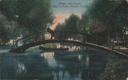 Bridge and Canal, Zapp's Park, Fresno, CA Postcard