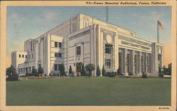 Fresno Memorial Auditorium, Fresno, CA Postcard