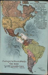 Meeting of Atlantic & Pacific, Kiss of the Oceans 1915, Panama Canal Statistics Postcard