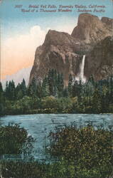 Bridal Veil Falls, Yosemite Valley, California Postcard