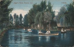 Zapp's Park, Fresno, CA - Boating Scene Postcard