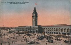 Evening Hour at the Ferry Building, 1915 Postcard