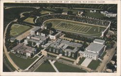 Senior High School Buildings and Stadium, San Diego, Calif. Postcard