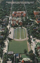 Muskegon Senior High School, Central Campus & Hackley Stadium Postcard