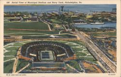 Aerial View of Municipal Stadium and Navy Yard, Philadelphia, PA Postcard