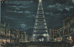Street Scene Night Electric Tower San Jose, CA Postcard