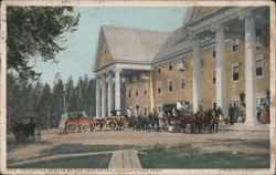 Departing Stages at Lake Hotel, Yellowstone Park Postcard