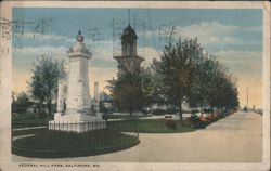 Federal Hill Park, Monument, and Tower Postcard