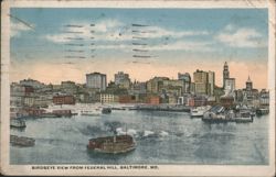 Birdseye View from Federal Hill, Baltimore, MD Postcard