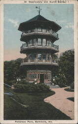 Observatory and Earth Works, Patterson Park, Baltimore Postcard