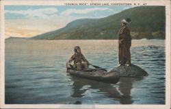 Council Rock, Otsego Lake, Cooperstown, NY Postcard