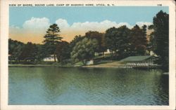 Shore, Round Lake, Camp of Masonic Home, Utica, NY Postcard