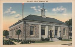 Post Office, Hamburg, PA Postcard