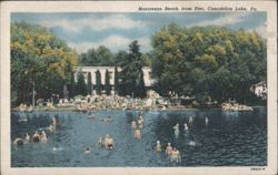 Marcresan Beach from Pier, Canadohta Lake, PA Postcard