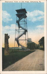 Observation Tower on Oak Ridge, Gettysburg, PA Postcard