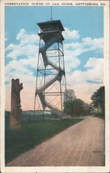 Observation Tower on Oak Ridge, Gettysburg, PA Postcard