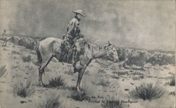 Riding Herd in the Rain by Frederic Remington Postcard