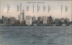 New York City Skyline from Hudson River, Many Buildings Postcard